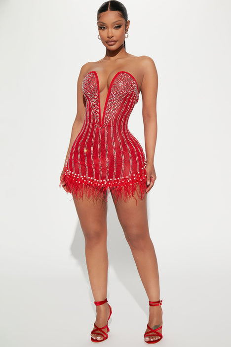 Glammed Up Embellished Mini Dress Red Fashion Nova Dresses