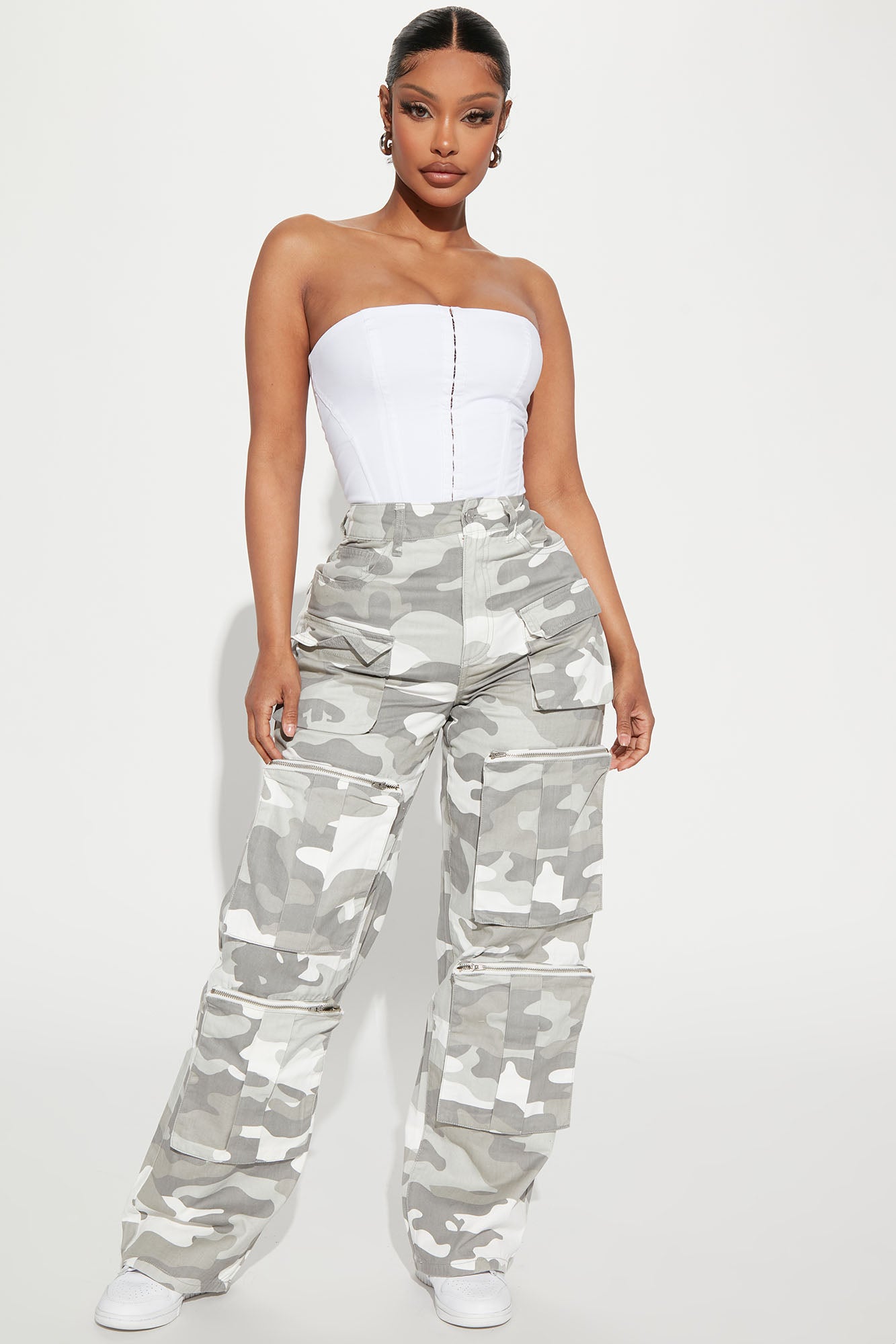 Top Of The Game Camo Cargo Pant - Grey/combo, Fashion Nova, Pants