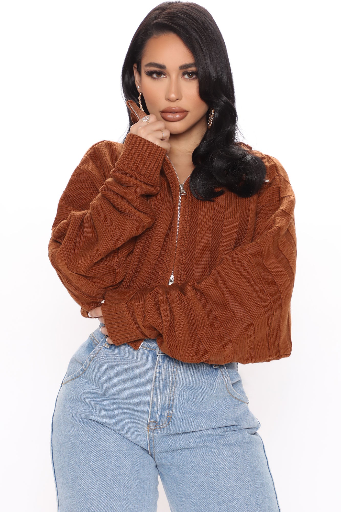 Zip front cardigan new arrivals top