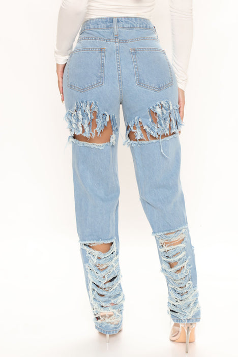 With Just A Look Boyfriend Jeans Medium Blue Wash