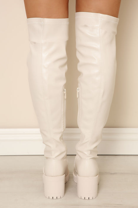 Guest List Over The Knee Boots Ivory