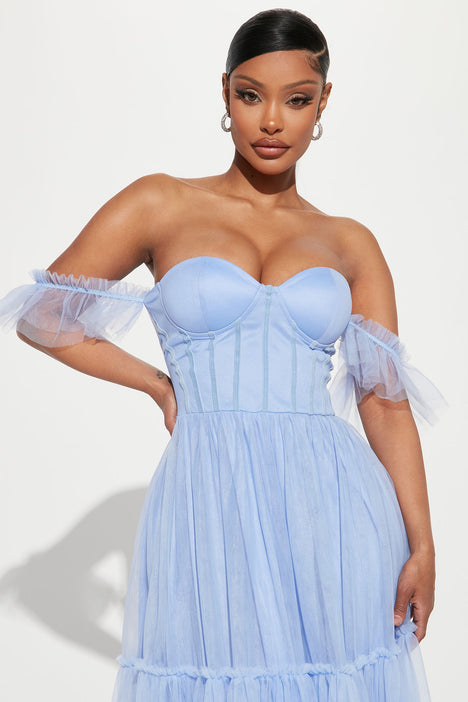 Light blue tulle maxi dress discount
