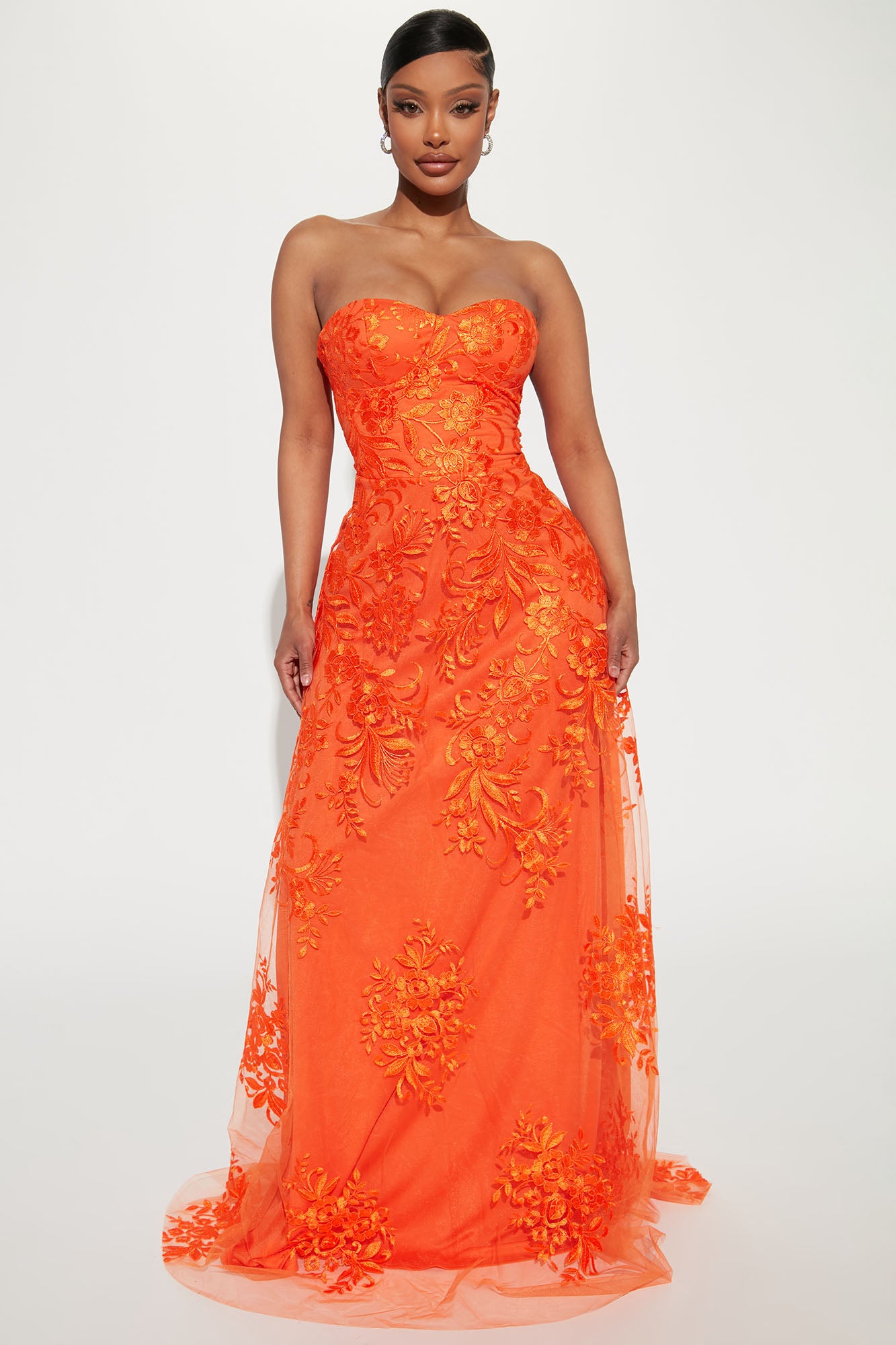 Everlasting Lace Maxi Dress Orange Fashion Nova Dresses