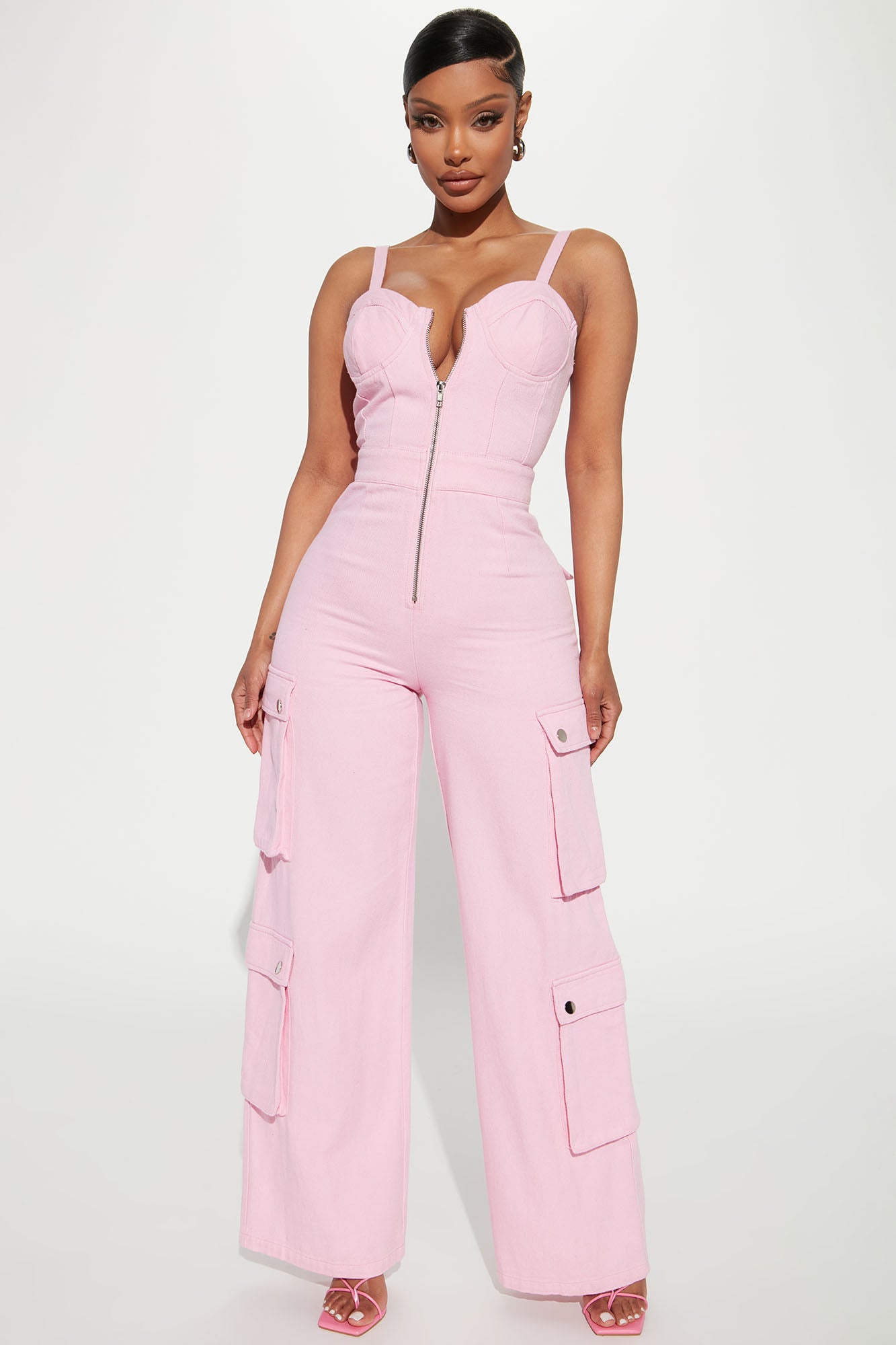 Candice Cargo Jumpsuit Pink