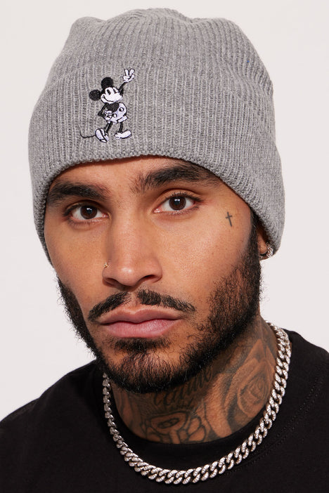 Mickey Mouse Classic Beanie Grey Fashion Nova Mens