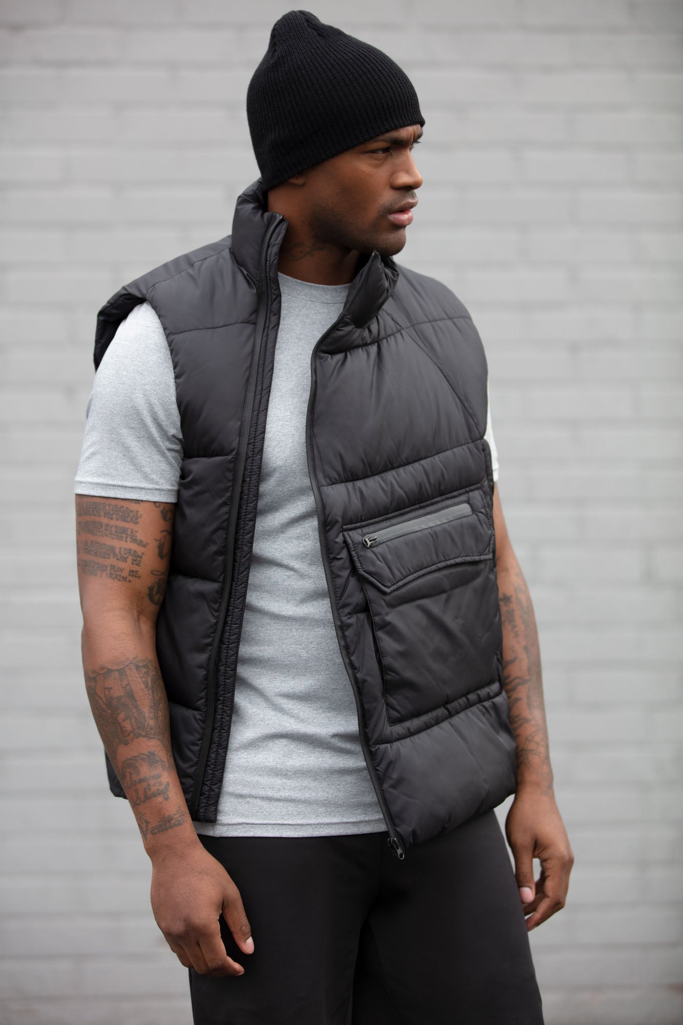 Nylon Angle Zip Vest - Black, Fashion Nova, Mens Jackets