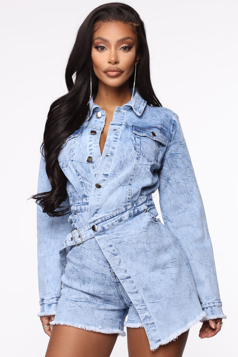 Long sleeve denim romper store