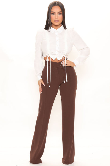 Call It Even Wide Leg Dress Pants Chocolate
