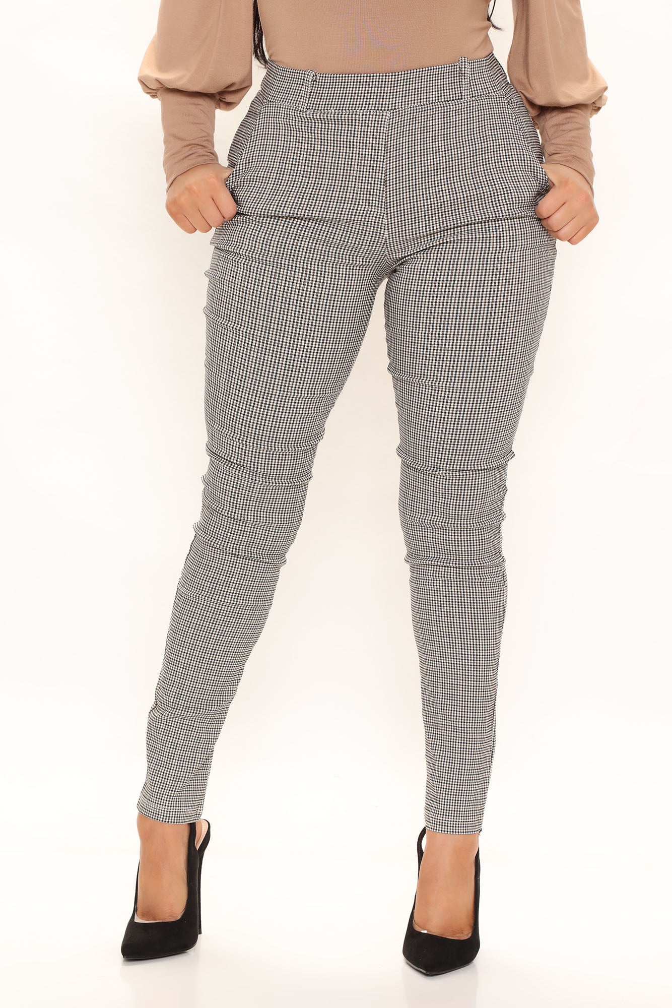 Sweet And Chic Plaid Pants Taupe combo