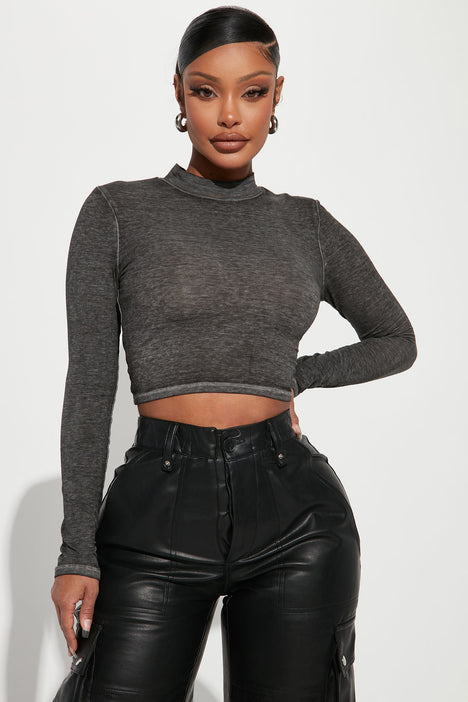 Sarah Mock Neck Top Black