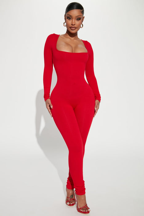Red discount lycra jumpsuit