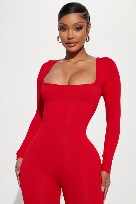 Red shop bodycon jumpsuit
