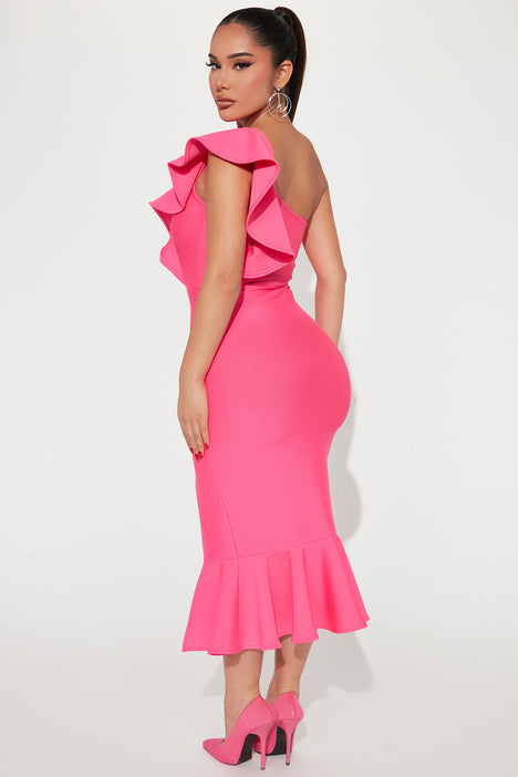 Alaia Bandage Midi Dress Hot Pink