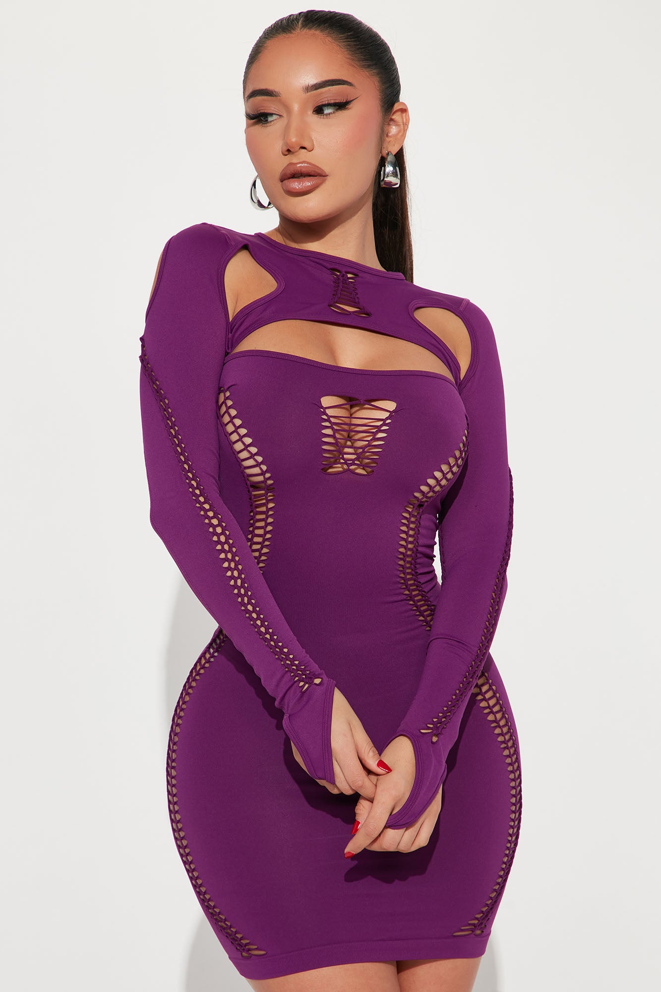 Next Seamless Mini Dress - Purple