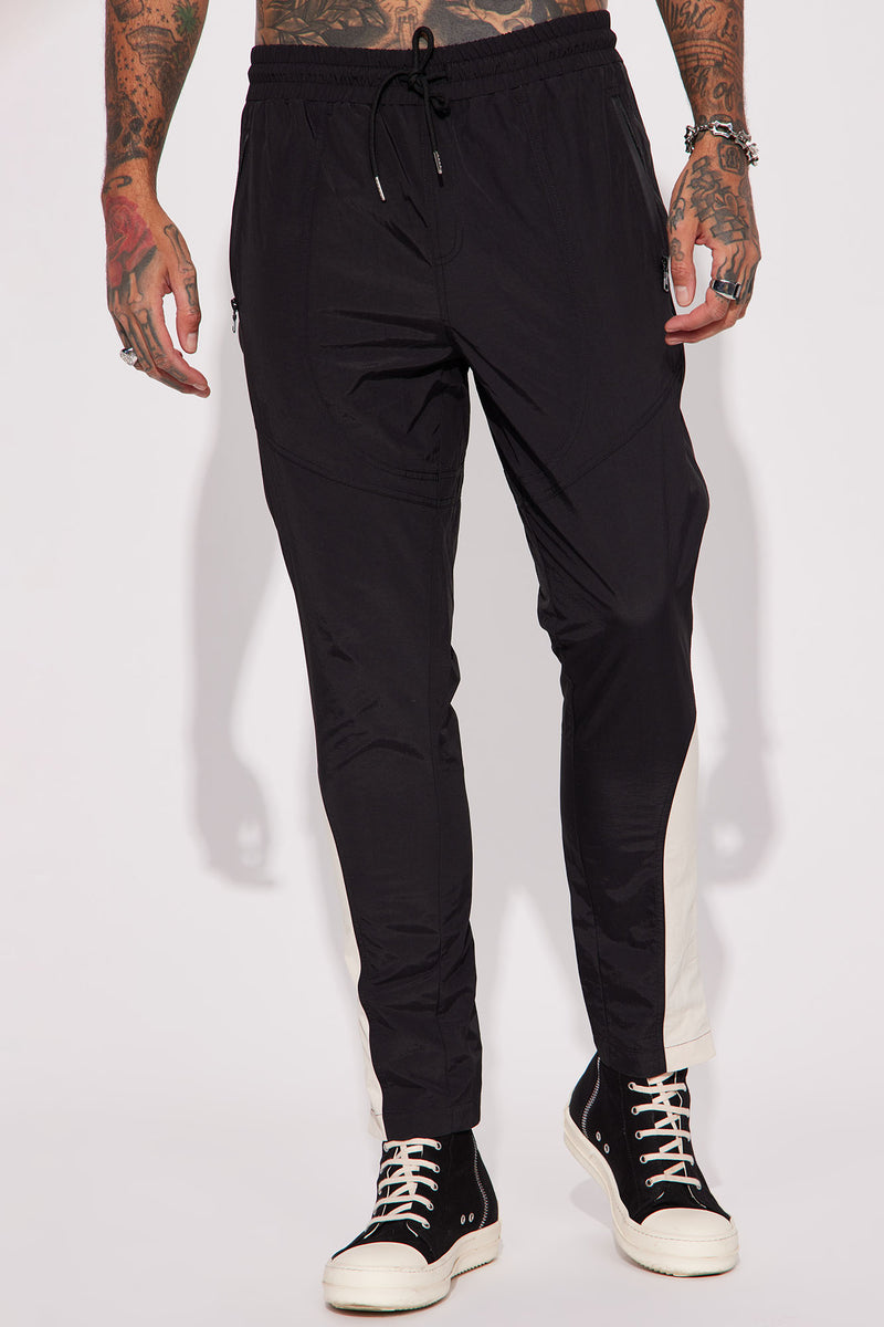 All The Way Up Zipper Nylon Pants - Black/combo | Fashion Nova, Mens ...