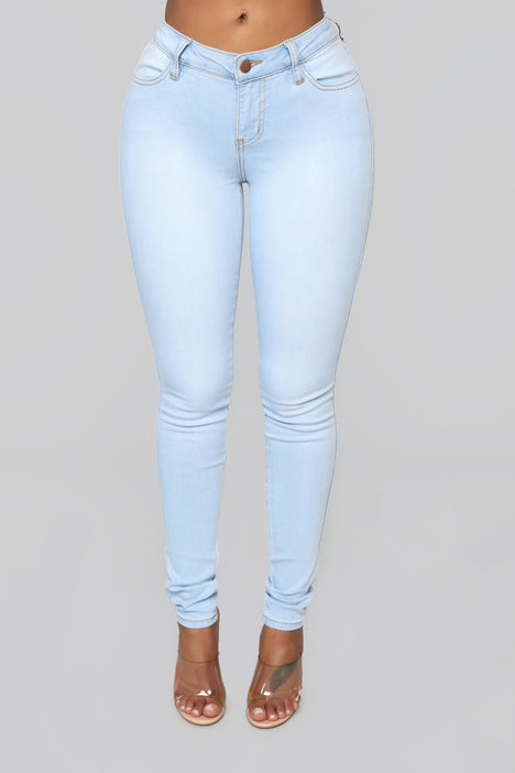 Classic High Waist Skinny Jeans - Light Blue Wash