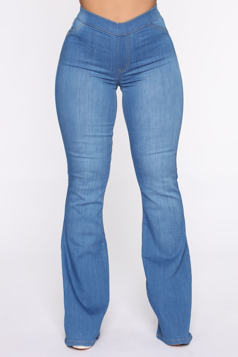 All The Right Moves Flare Jeans - Medium Blue Wash | Fashion Nova ...