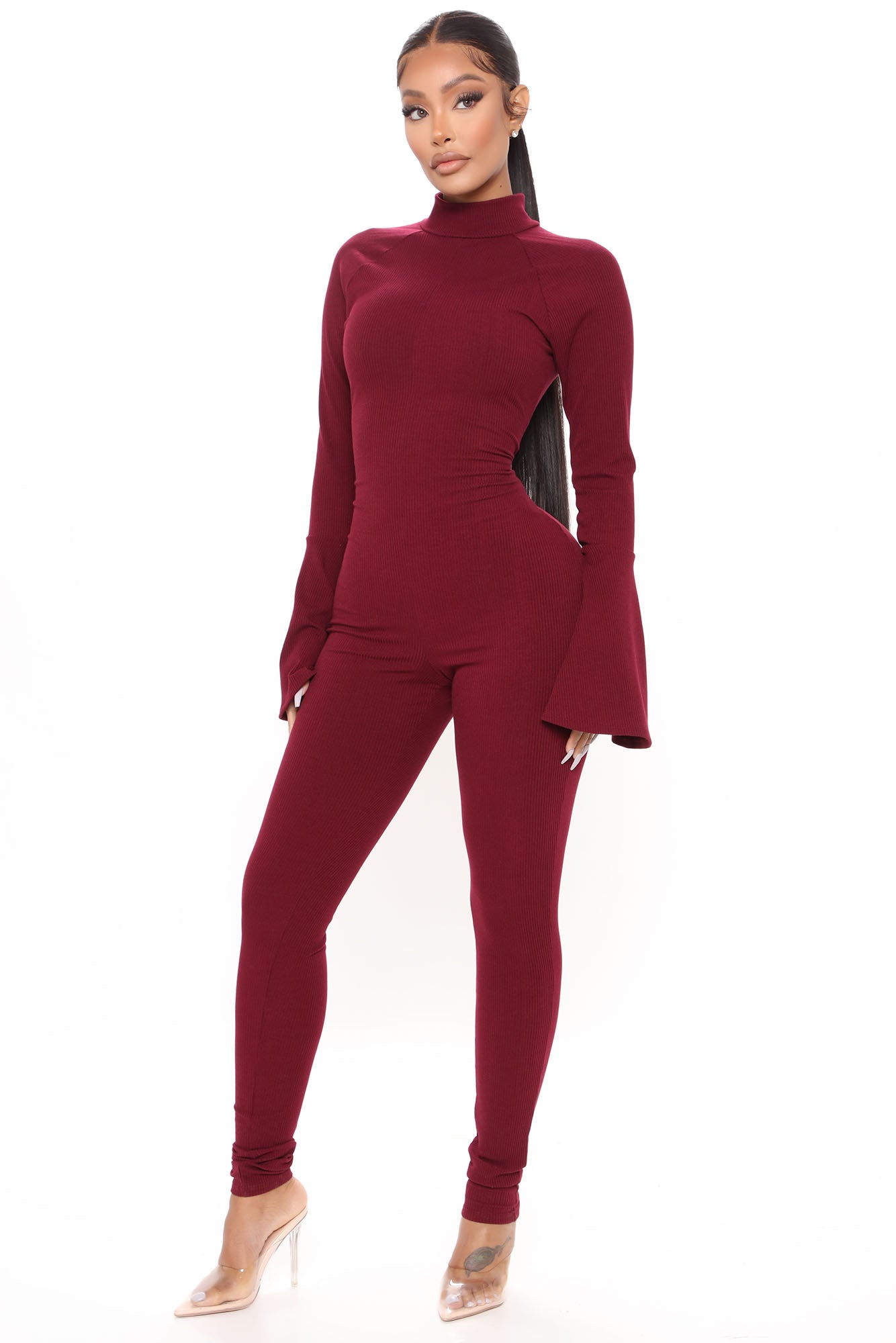 Long sleeve 2025 jumpsuit skinny leg
