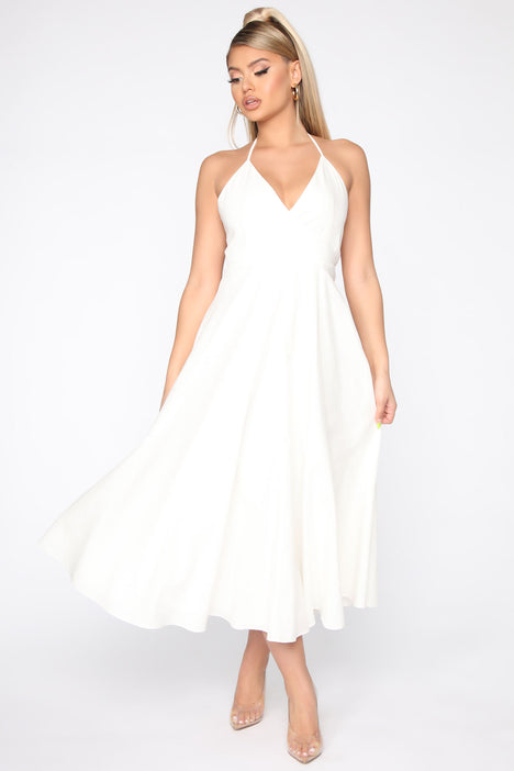 Living So Sophisticated Halter Midi Dress Off White Fashion Nova, Dresses | Fashion Nova
