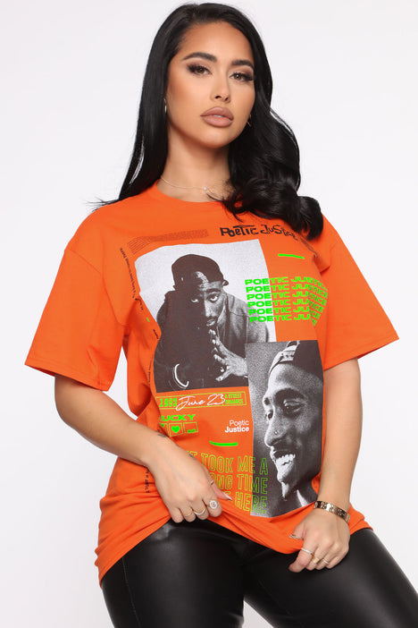 Orange graphic tee womens 2025