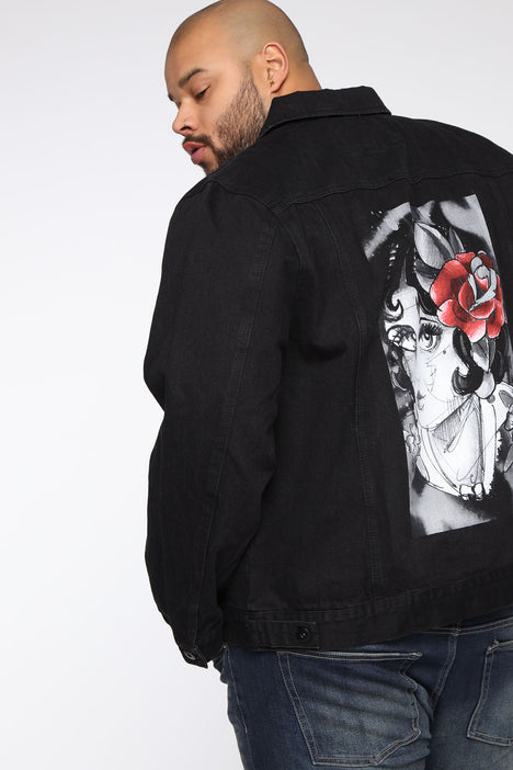 Ms Rose Denim Jacket Black combo