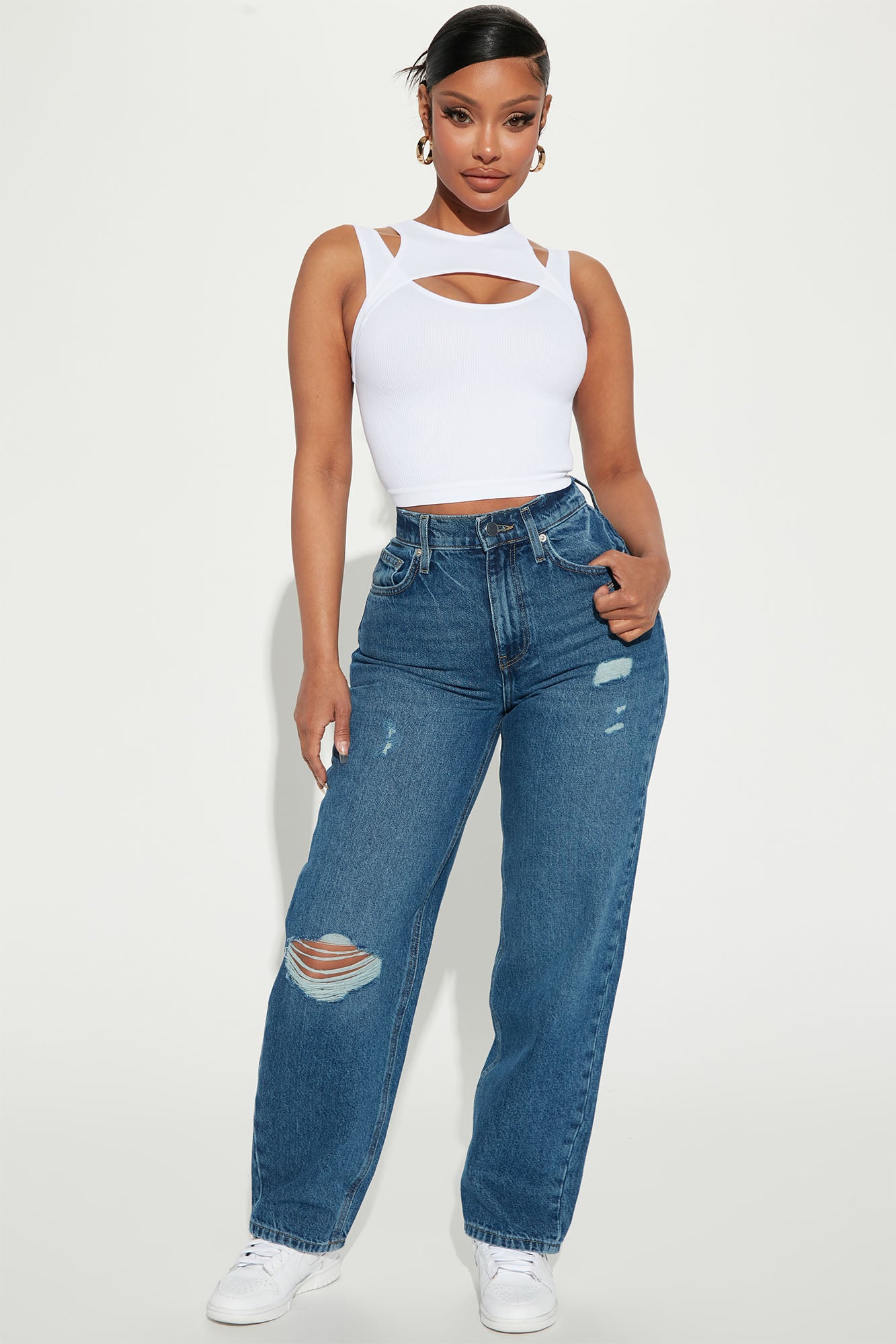 In The End Non Stretch Baggy Jeans Dark Wash Fashion Nova
