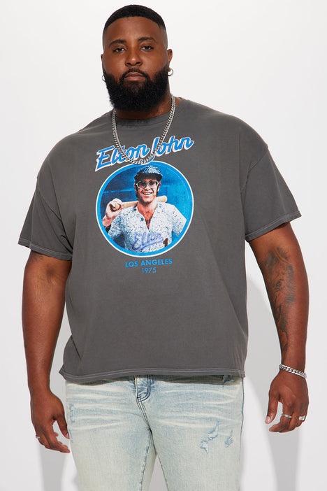 Elton John Los Angeles Baseball Short Sleeve Tee Charcoal