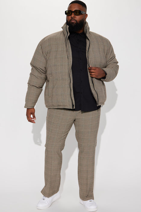 Plaid puffer jacket mens store