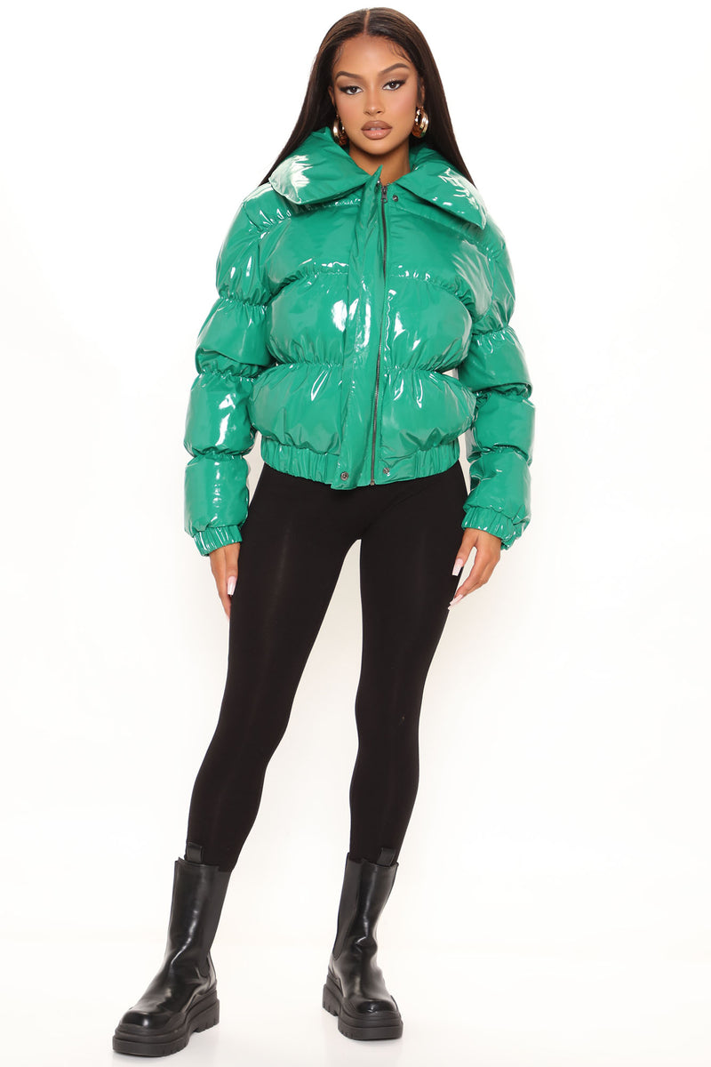 Texture Me Latex Puffer Jacket - Kelly Green | Fashion Nova, Jackets ...