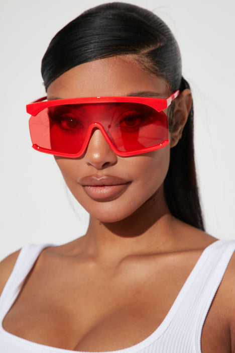 Red oversized sunglasses hotsell