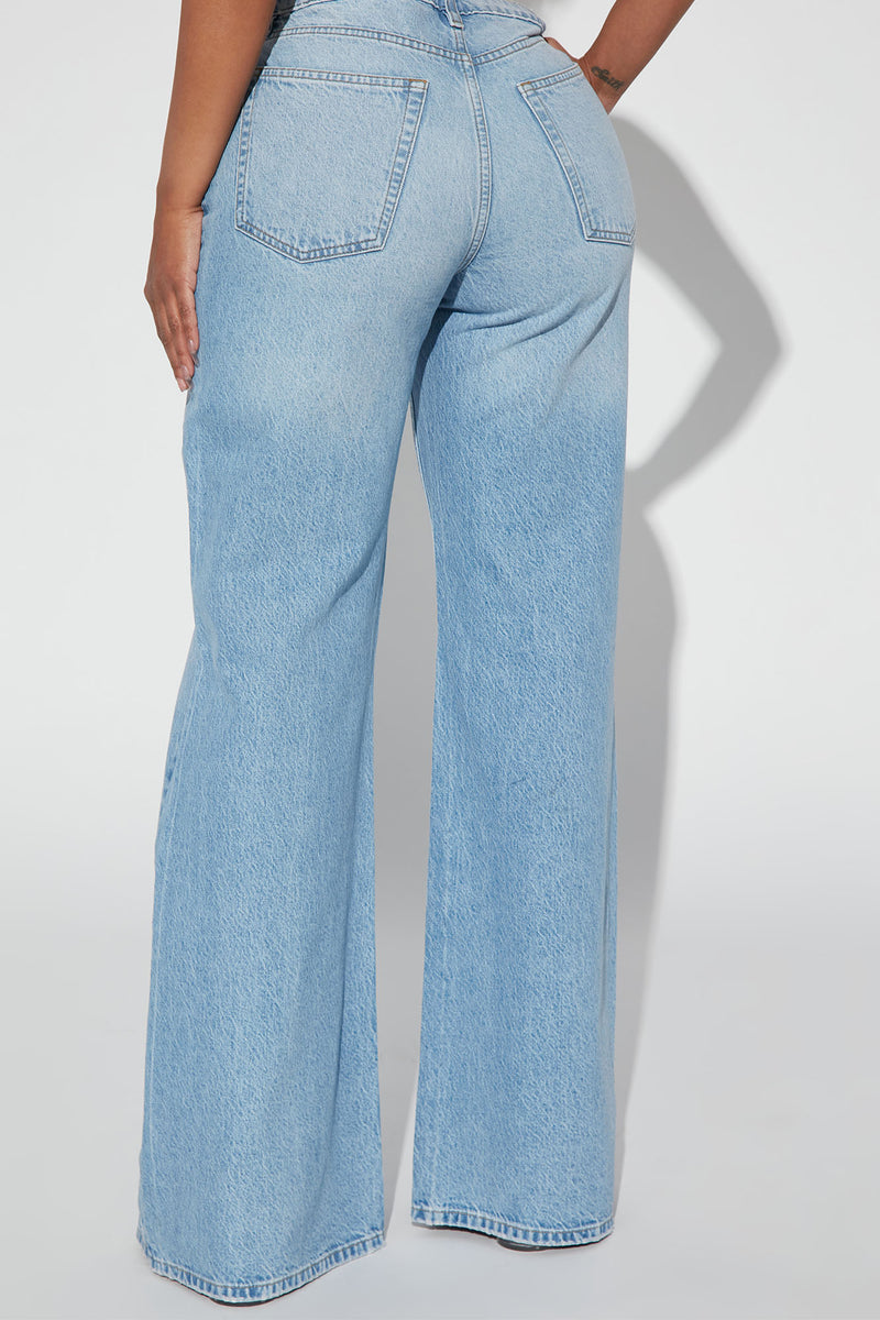 Meant To Be Non Stretch Wide Leg Jeans - Light Blue Wash | Fashion Nova ...