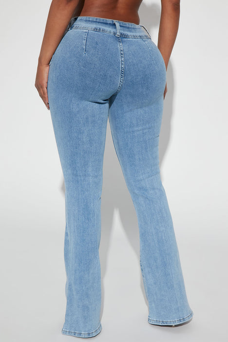 Something Missing Low Rise Flare Jeans Light Blue Wash