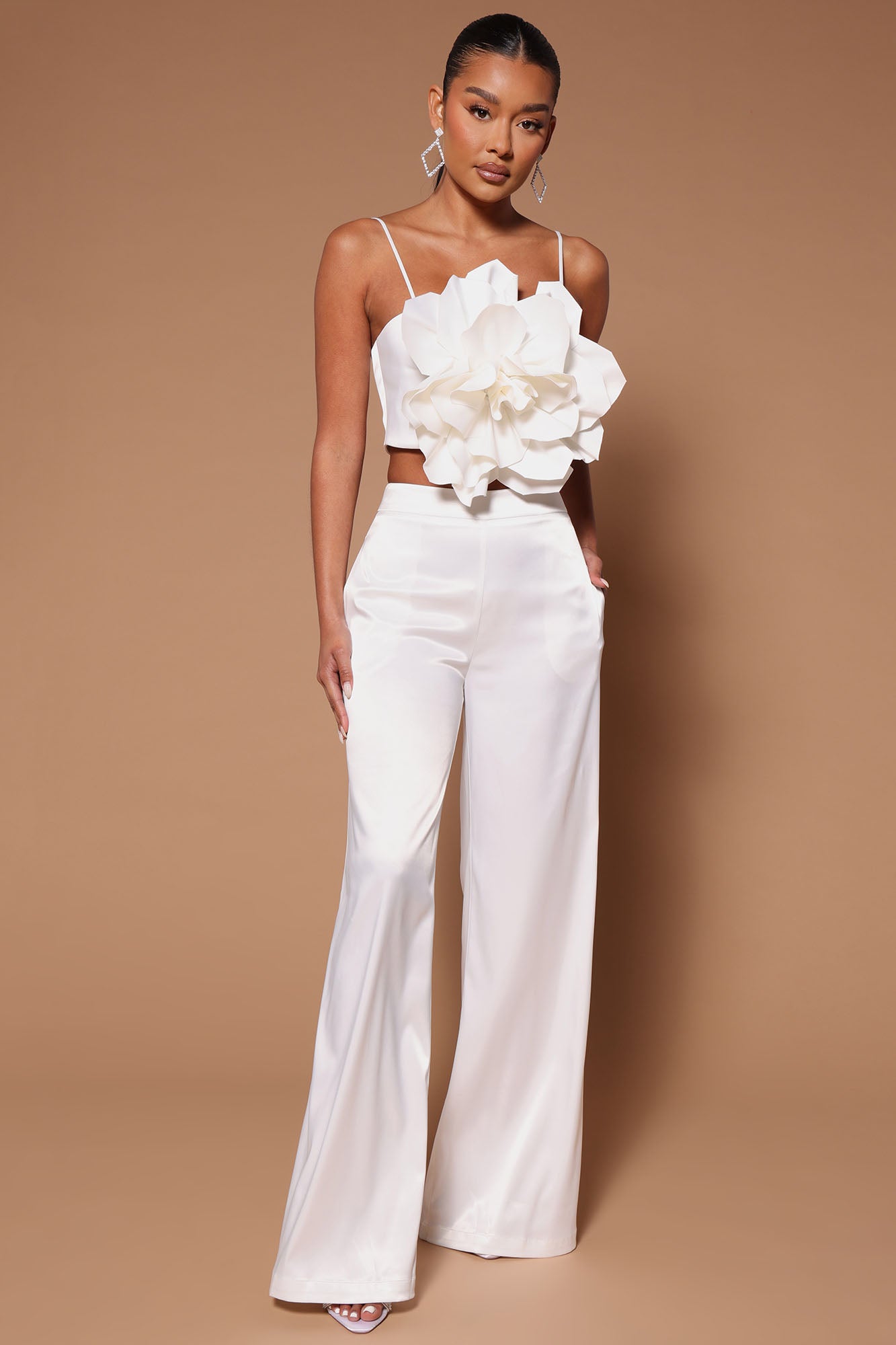 Rosalia Flower Pant Set - White, Fashion Nova, Luxe