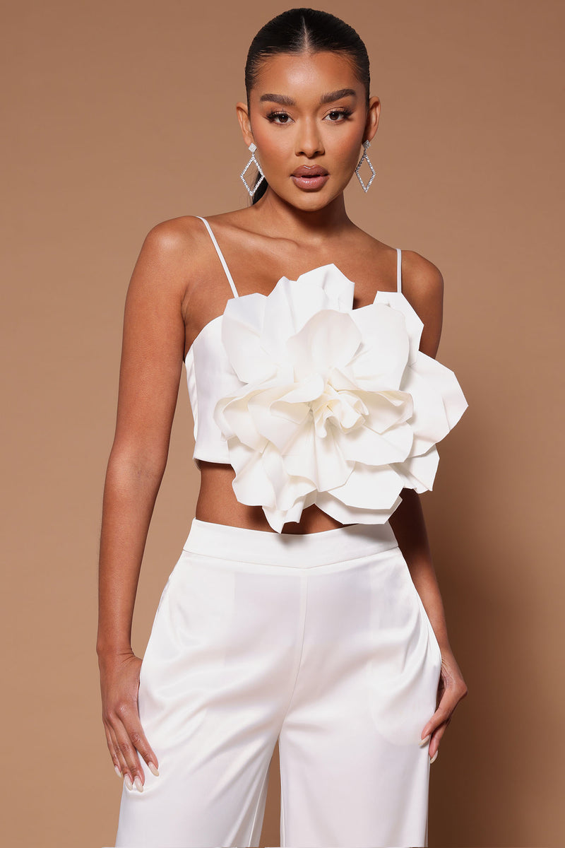 Rosalia Flower Pant Set - White | Fashion Nova, Luxe | Fashion Nova