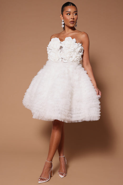 White ruffle clearance dress fashion nova