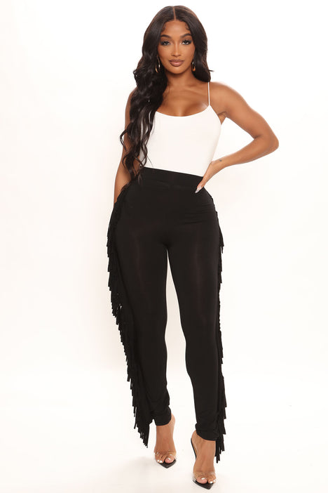 Leggings with fringe on side online