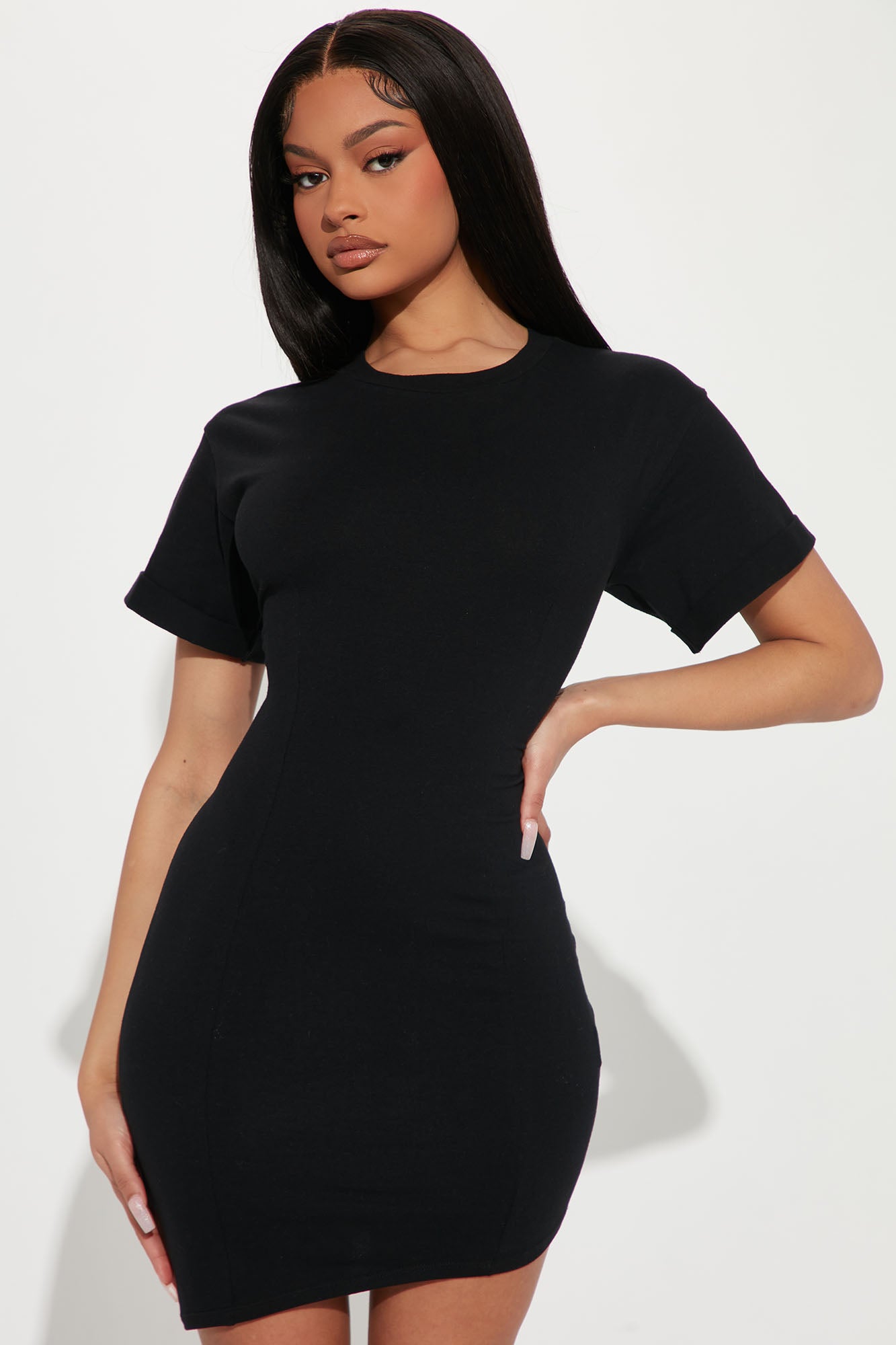 Black tight t shirt on sale dress
