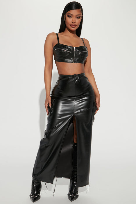 Odezza Faux Leather Bra Top - Black, Fashion Nova, Shirts & Blouses