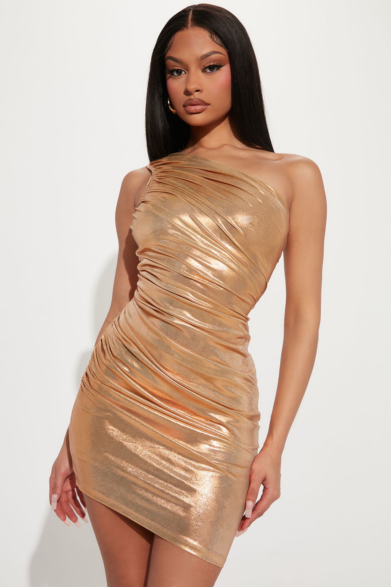 Mac Duggal 67297 Gold Metallic One Shoulder Ball Gown Size 2 Maxi Dress NWT  | eBay