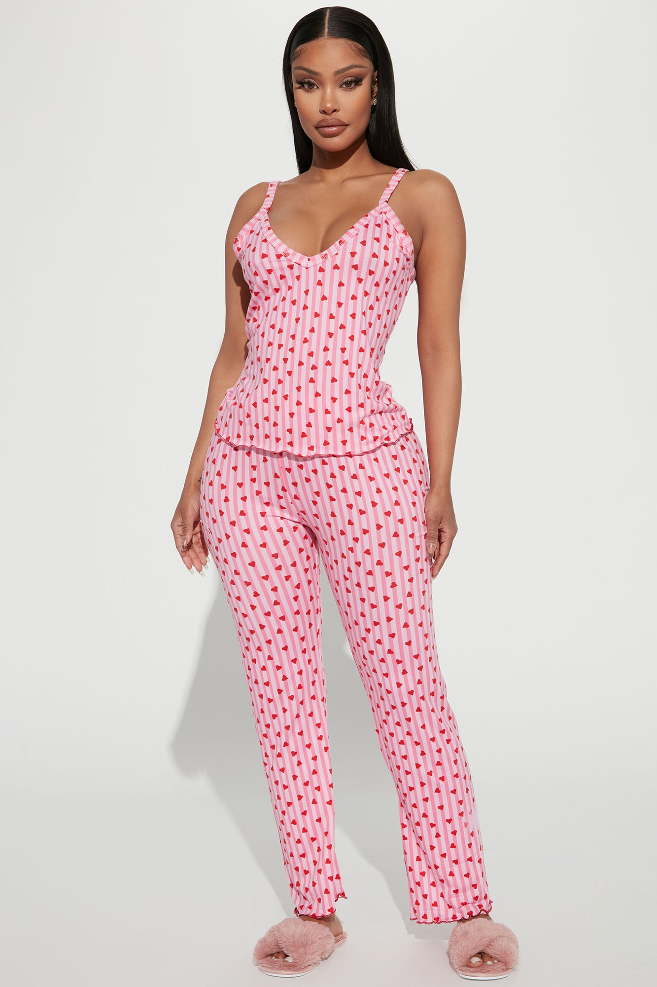 My Heart Is Yours PJ Pant Set Pink combo Fashion Nova