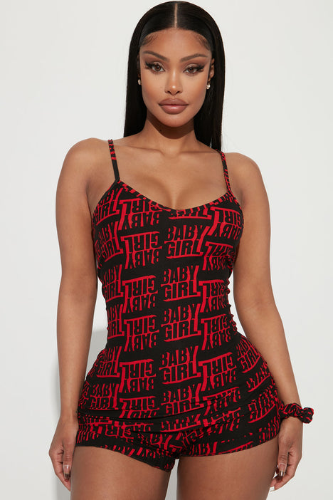 Baddest Baby Girl PJ Short Set Black combo