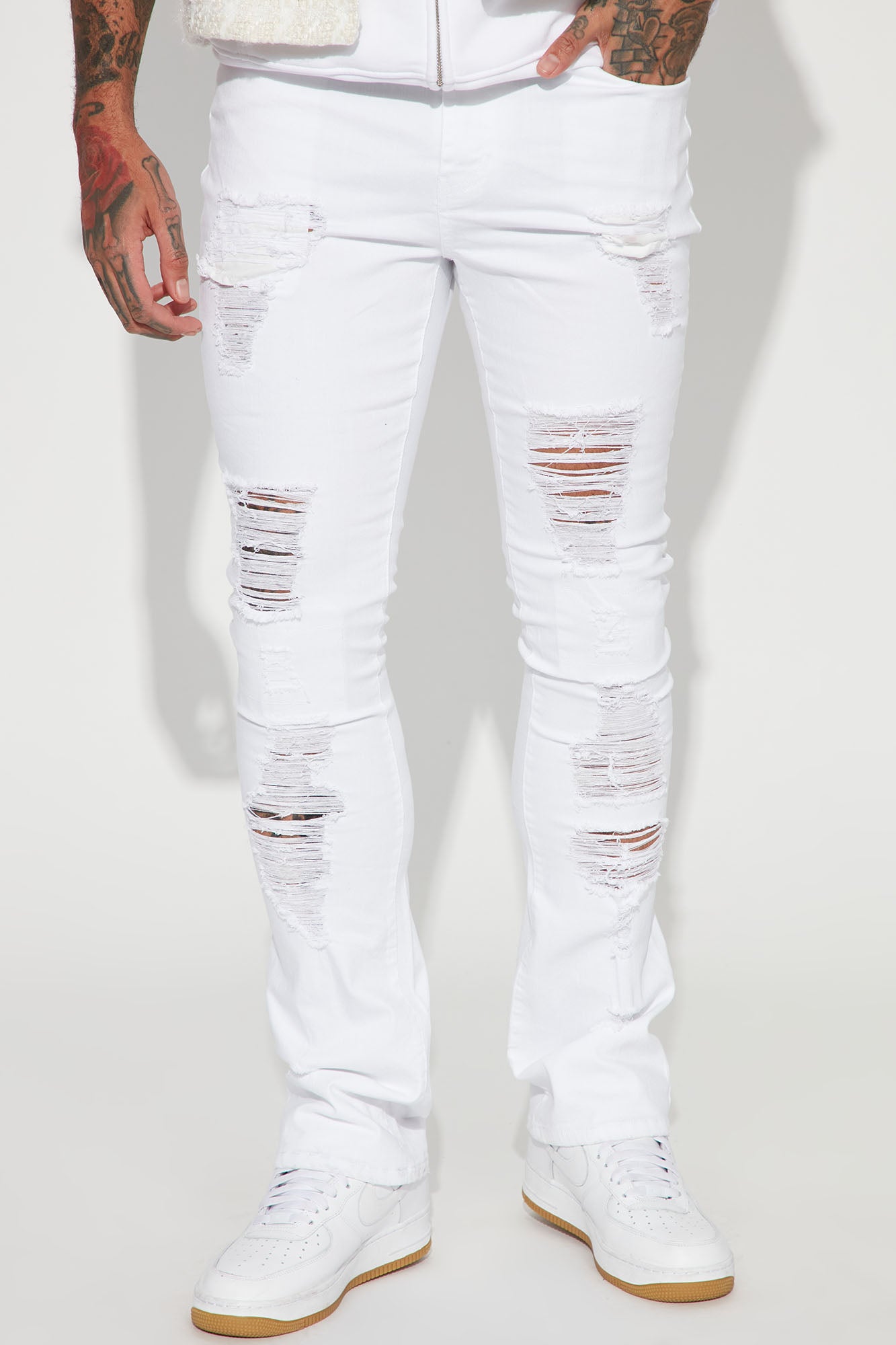 White stacked shop skinny jeans