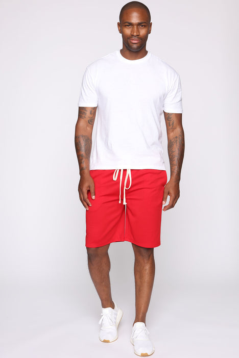 Fashion nova red shorts sales