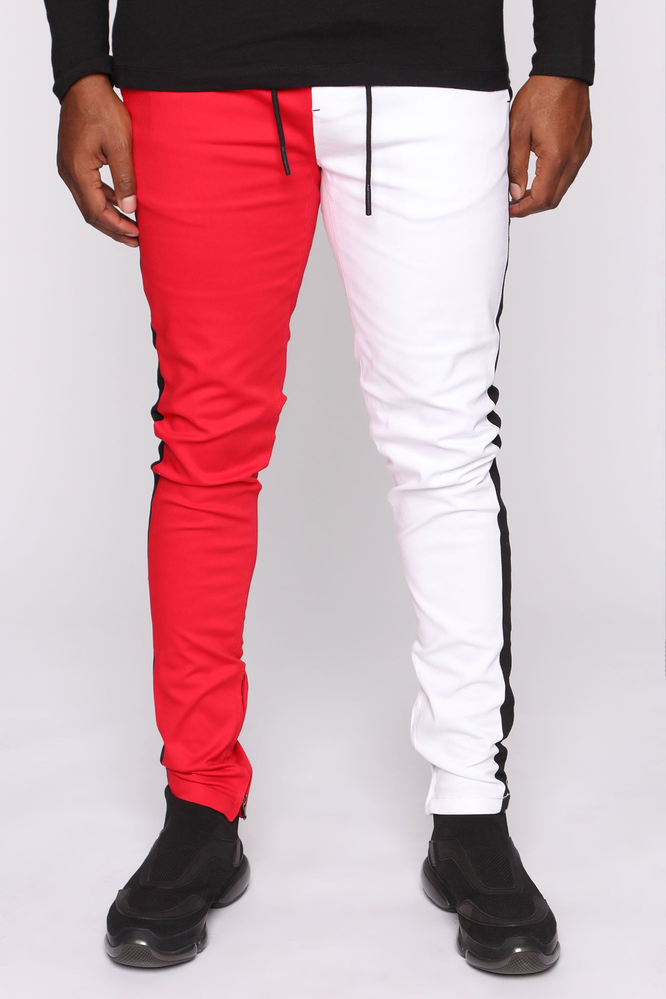 Red on sale white joggers