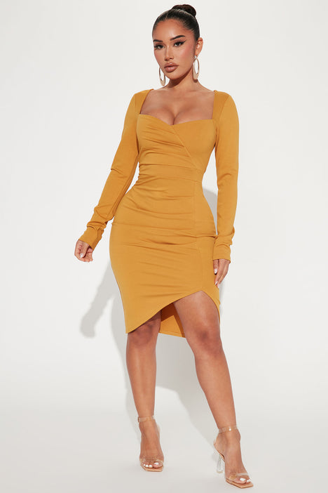Fashion nova mustard yellow dress outlet