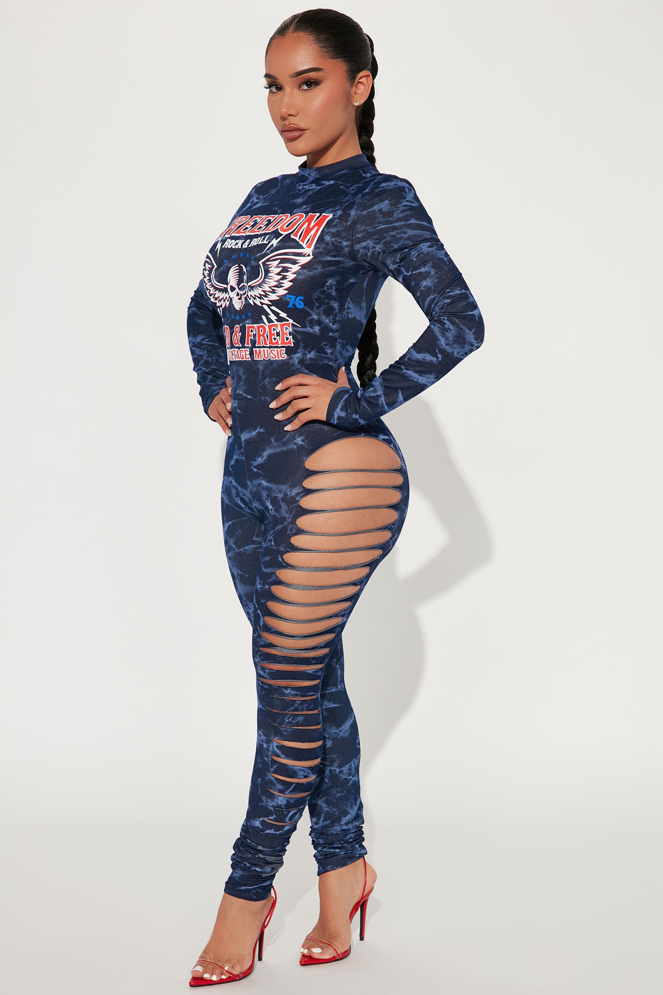 Fashion nova blue and black jumpsuit store
