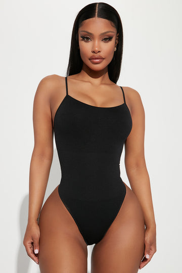 Out Of Sight Ribbed Bodysuit - Black