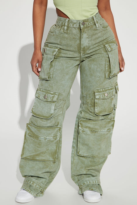 Billie Low Slung Cargo Jeans Green