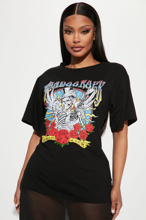 Rock On Maxi T Shirt Dress Black combo Fashion Nova Dresses