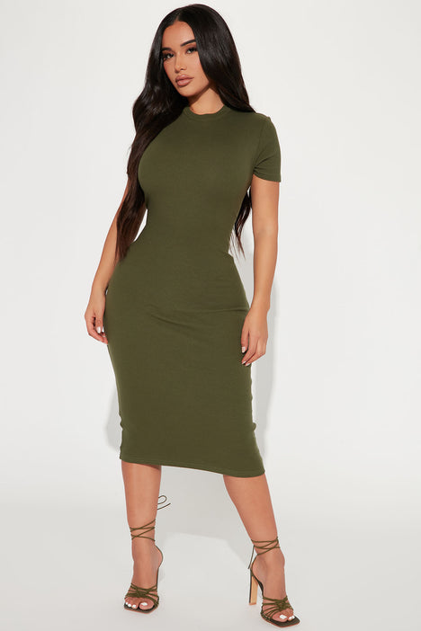 Kacey Knit Midi Dress Olive Fashion Nova Dresses Fashion Nova